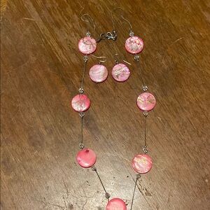 Pink and Silver Women's Jewelry Set